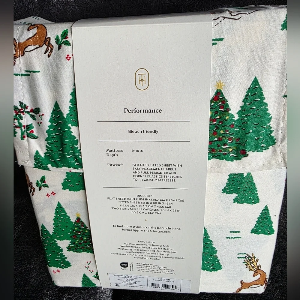New Queen 400 Thread Count Christmas Holiday Performance Sheet Set Winter Scene